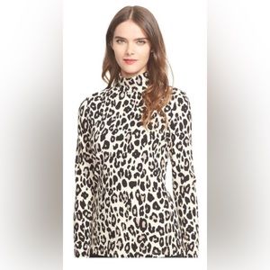 Kate Spade Leopard Print Mock Neck Long-Sleeve Blouse - New Without Tags
